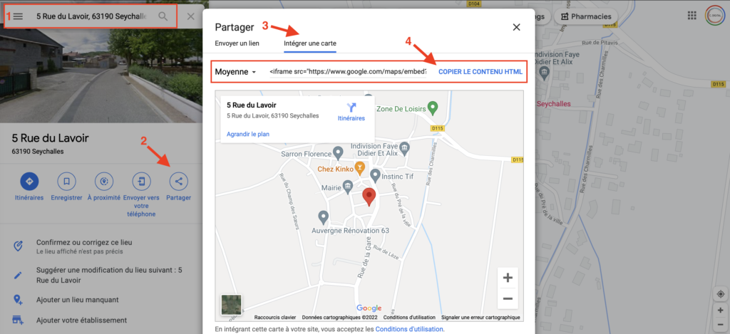 Google Map récupérer une iframe