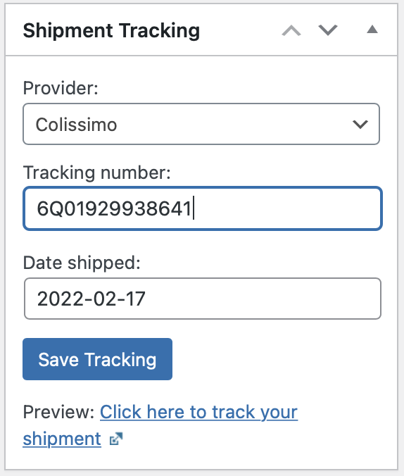 WooCommerce Shipment Tracking Colissimo